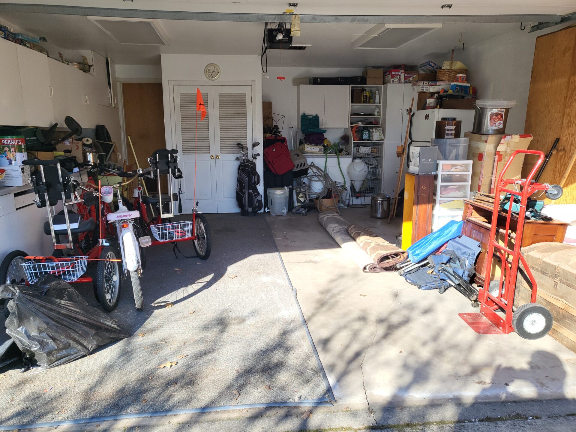 junck removal area Garage with unwanted household items